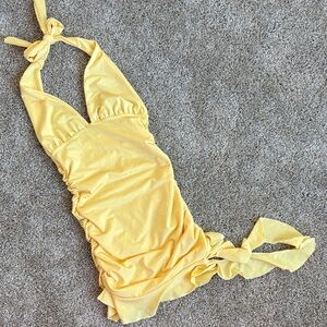 Yellow mini halter dress